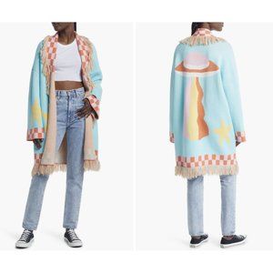 DRESSED IN LALA UFO Oversize Fringe Open Front Cardigan Greetings Earthlings